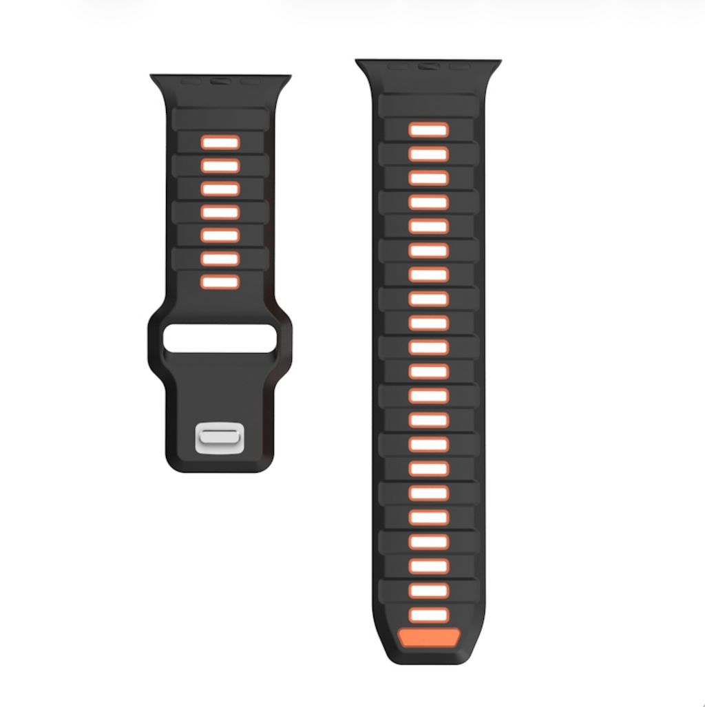 Apple Watch | Silicone Sports Strap | Black & Orange