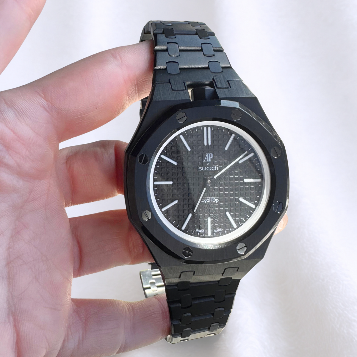 Stainless Steel Full Frame Case & Strap | 12:00 Crown | Black