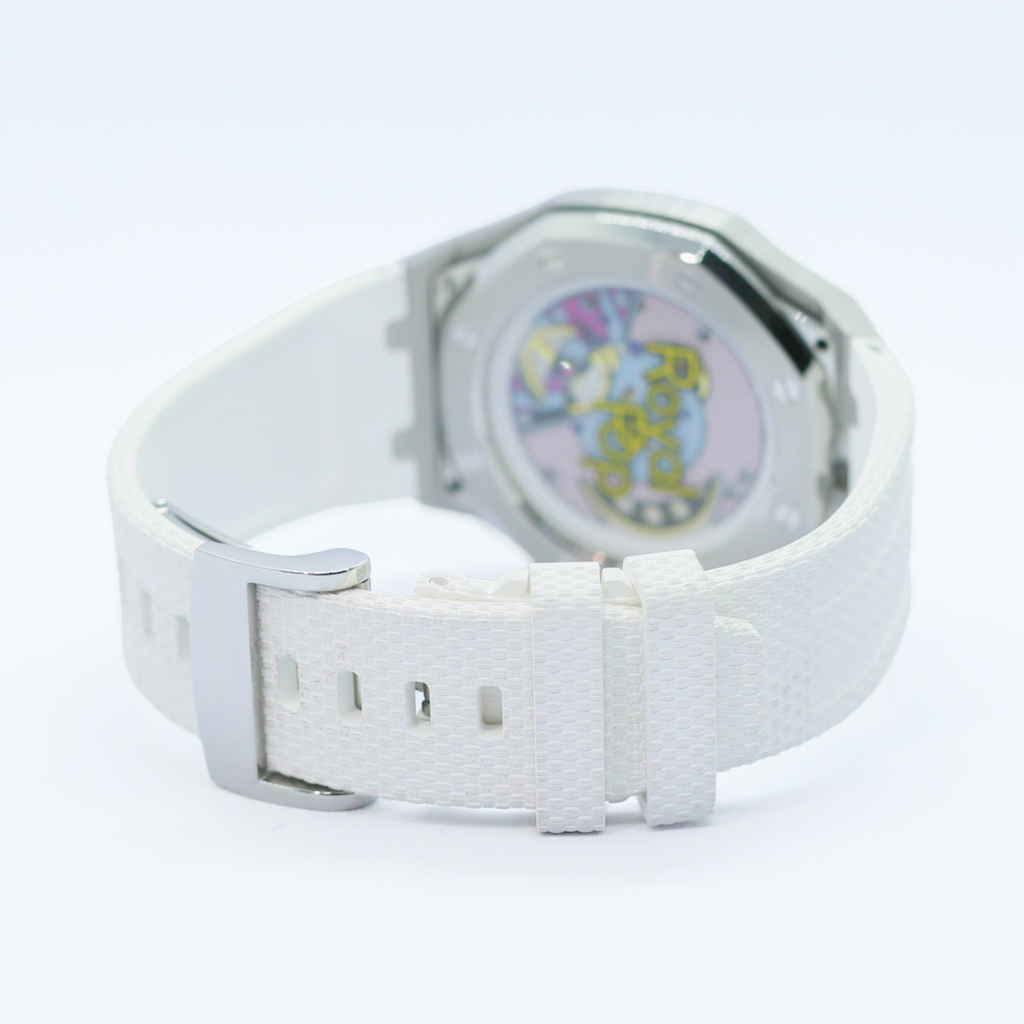Stainless Steel Case & Rubber Strap | 12:00 Crown | White