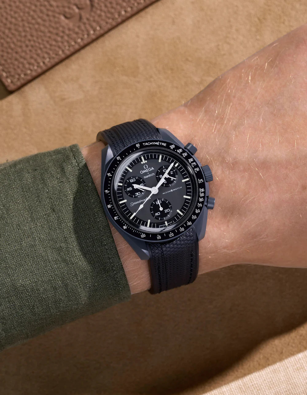 Moonswatch Curved Vertech Rubber Strap - Black