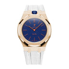 Stainless Steel Rose Gold Case & Rubber Strap | 12:00 Crown | White