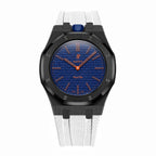 Stainless Steel Black Case & Rubber Strap | 12:00 Crown | White