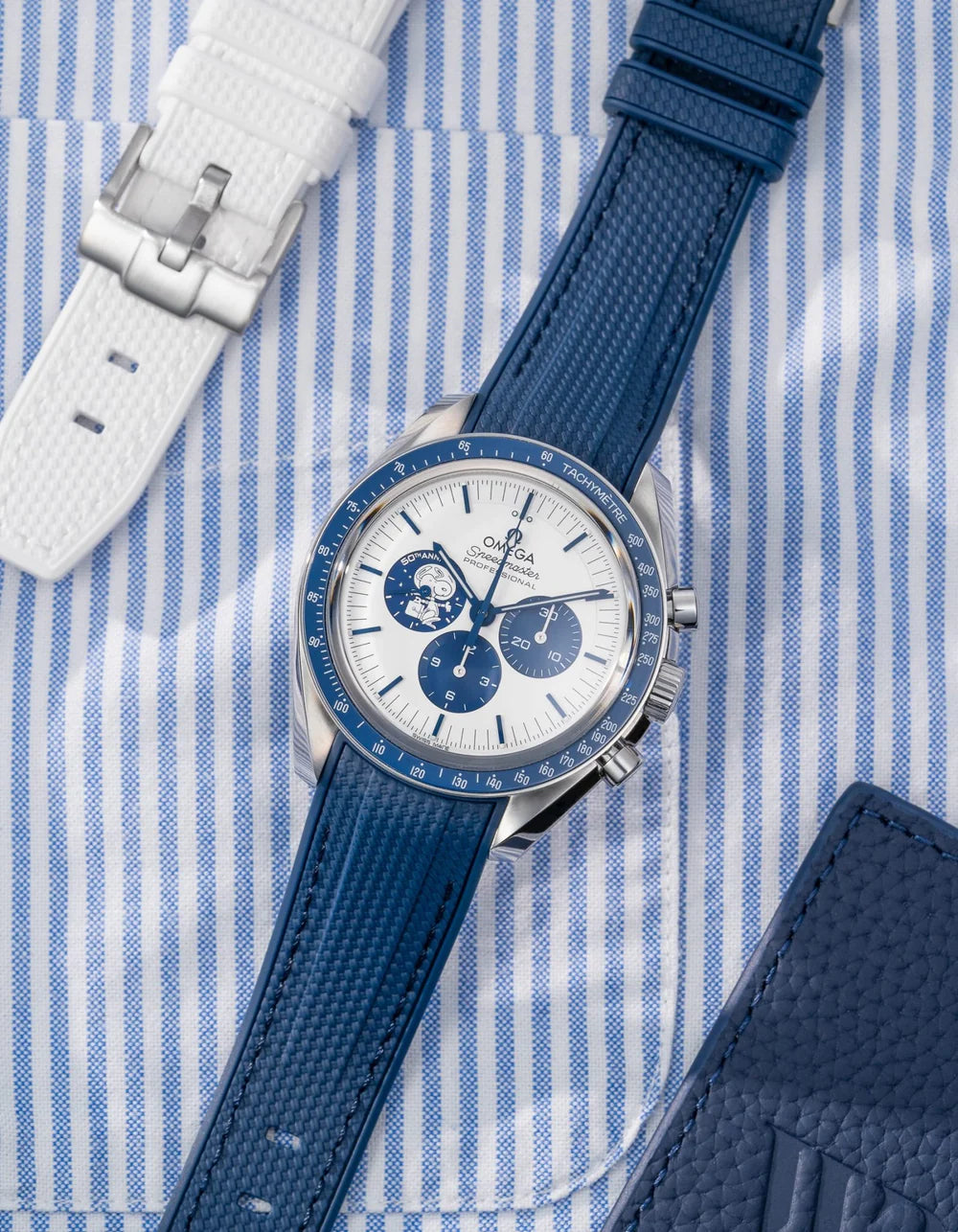 Moonswatch Curved Vertech Rubber Strap - Dark Blue