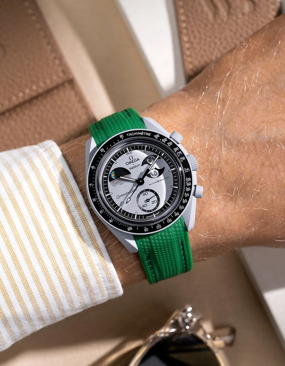 Moonswatch Curved Vertech Rubber Strap - Forest Green