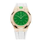 Stainless Steel Rose Gold Case & Rubber Strap | 12:00 Crown | White