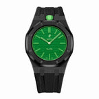 Stainless Steel Black Case & Rubber Strap | 12:00 Crown | Black