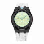 Stainless Steel Black Case & Rubber Strap | 12:00 Crown | White