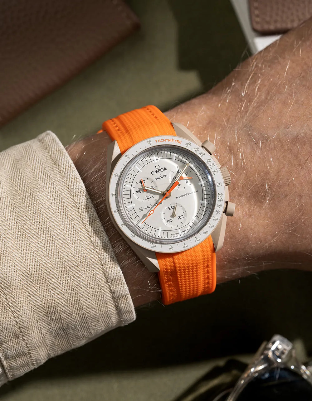 Moonswatch Curved Vertech Rubber Strap - Orange