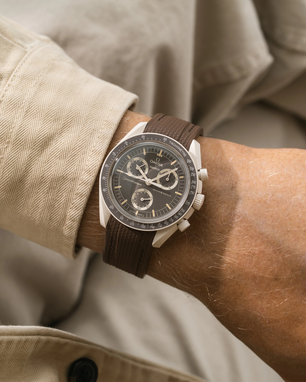 Moonswatch Curved Vertech Rubber Strap - Brown