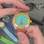 Stainless Steel Full Frame Case & Strap | 3:00 Crown | Rose Gold