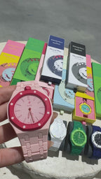 Ceramic Case & Strap | 12:00 Crown | Light Red