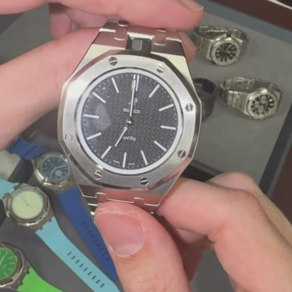 Stainless Steel Full Frame Case & Strap | 12:00 Crown | Silver