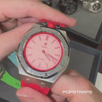 Stainless Steel Case & Rubber Strap | 12:00 Crown | Red