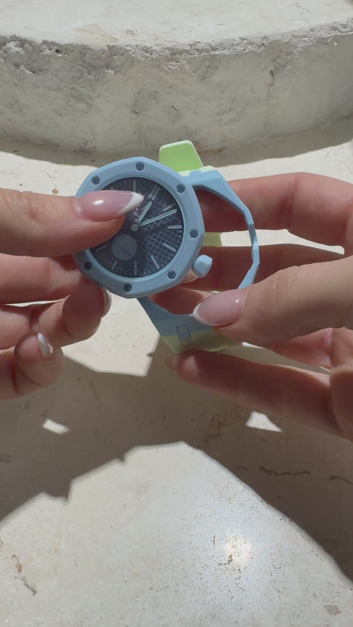 Ceramic Case + Silicone Strap | 12:00 Crown | Ice Blue
