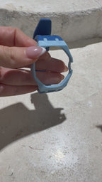 Ceramic Case + Silicone Strap | 3:00 Crown | Sky Blue & Denim Blue