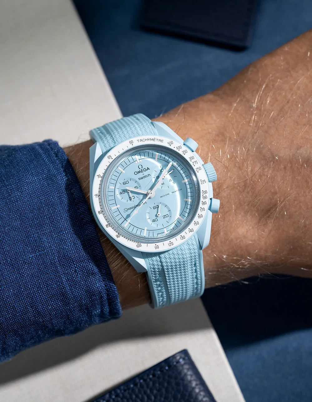 Moonswatch Curved Vertech Rubber Strap - Turquoise