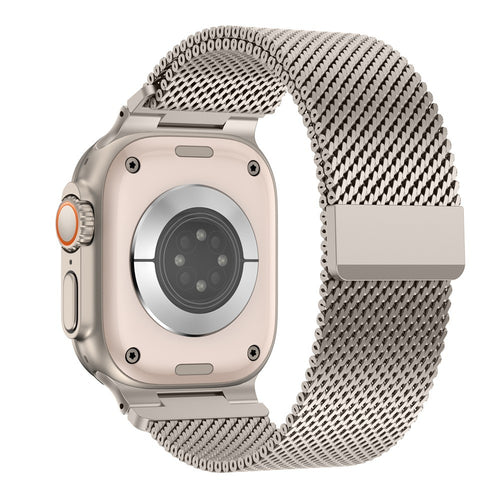 Apple Watch Stainless Steel Milanese Strap & Case | Starlight