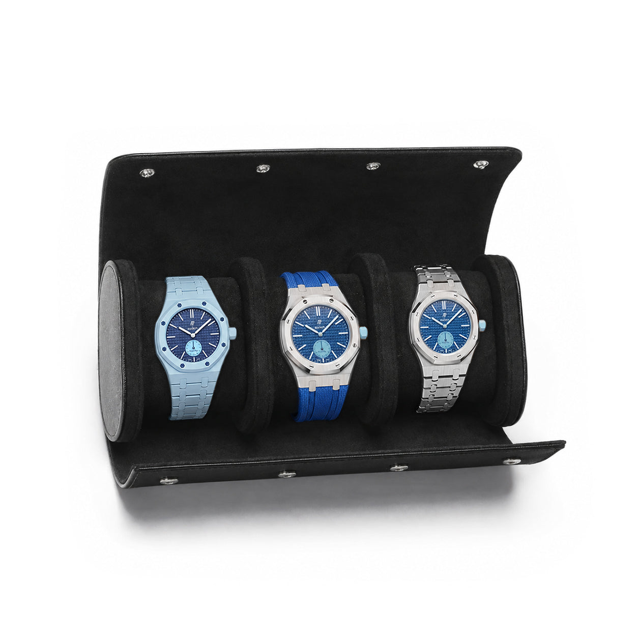 Beaumont 3-Watch Roll Case | Onyx Black
