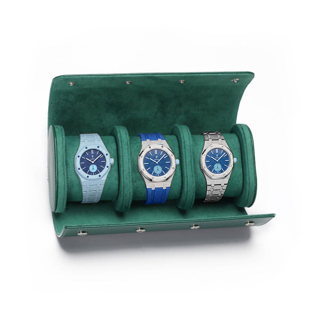 Beaumont 3-Watch Roll Case | Emerald Green