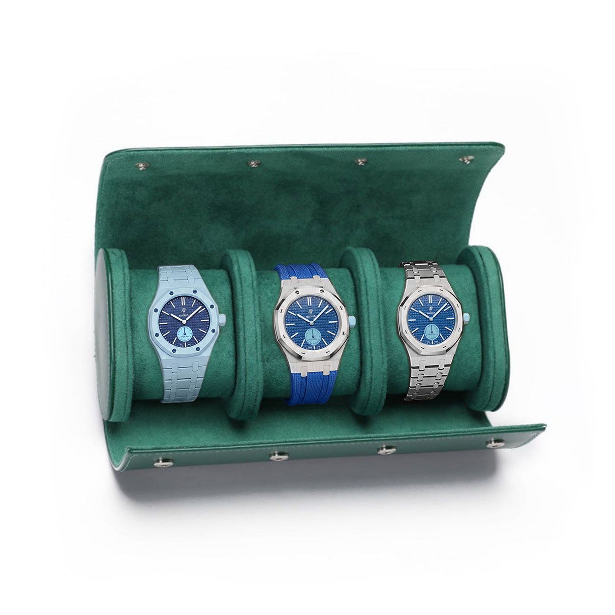 Beaumont 3-Watch Roll Case | Emerald Green
