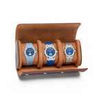 Beaumont 3-Watch Roll Case | Chestnut Brown
