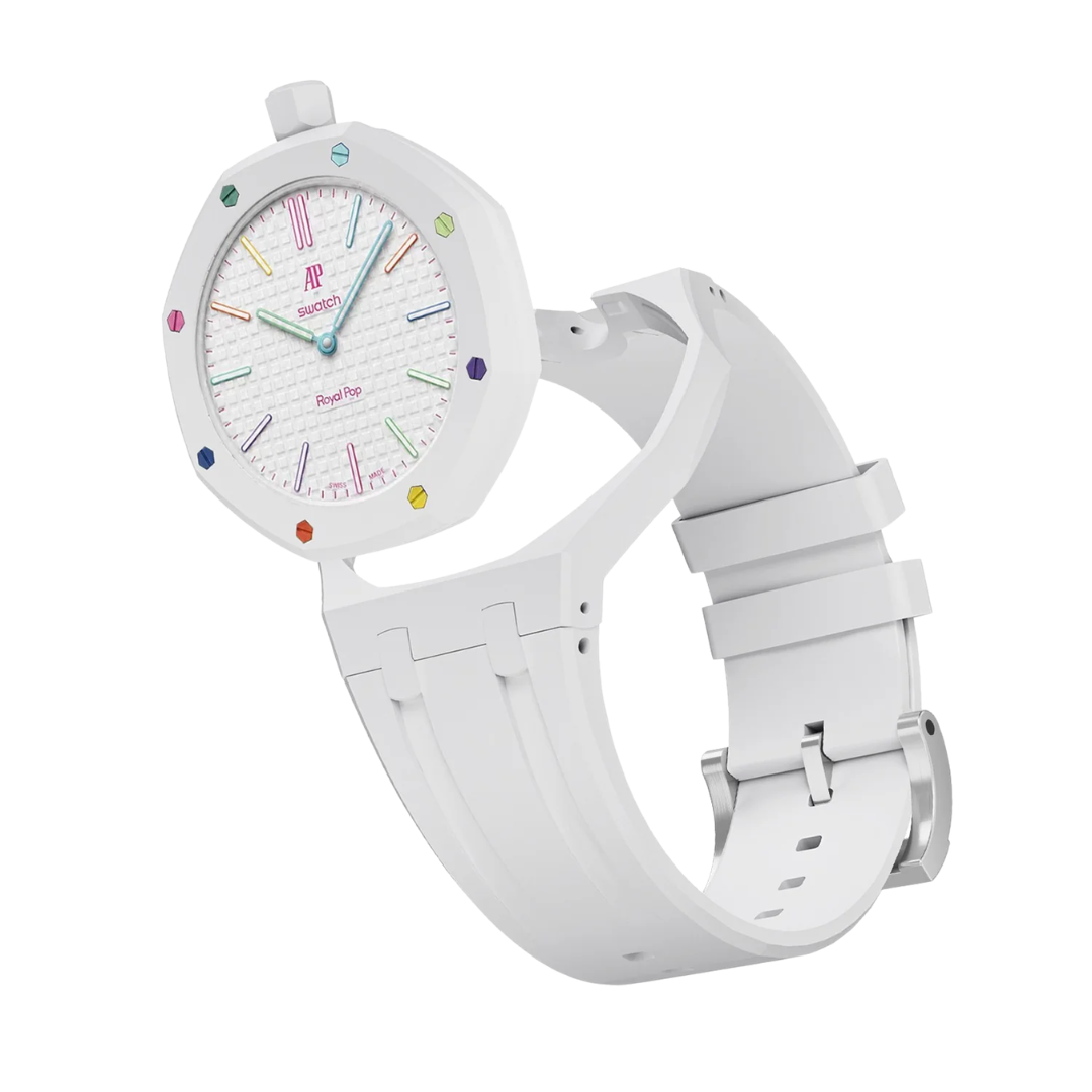 Ceramic Case + Silicone Strap | 12:00 Crown | White