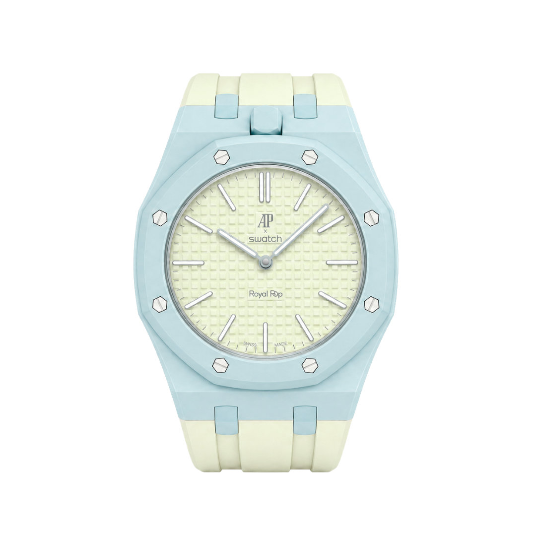Ceramic Case + Silicone Strap | 12:00 Crown | Blue Crème