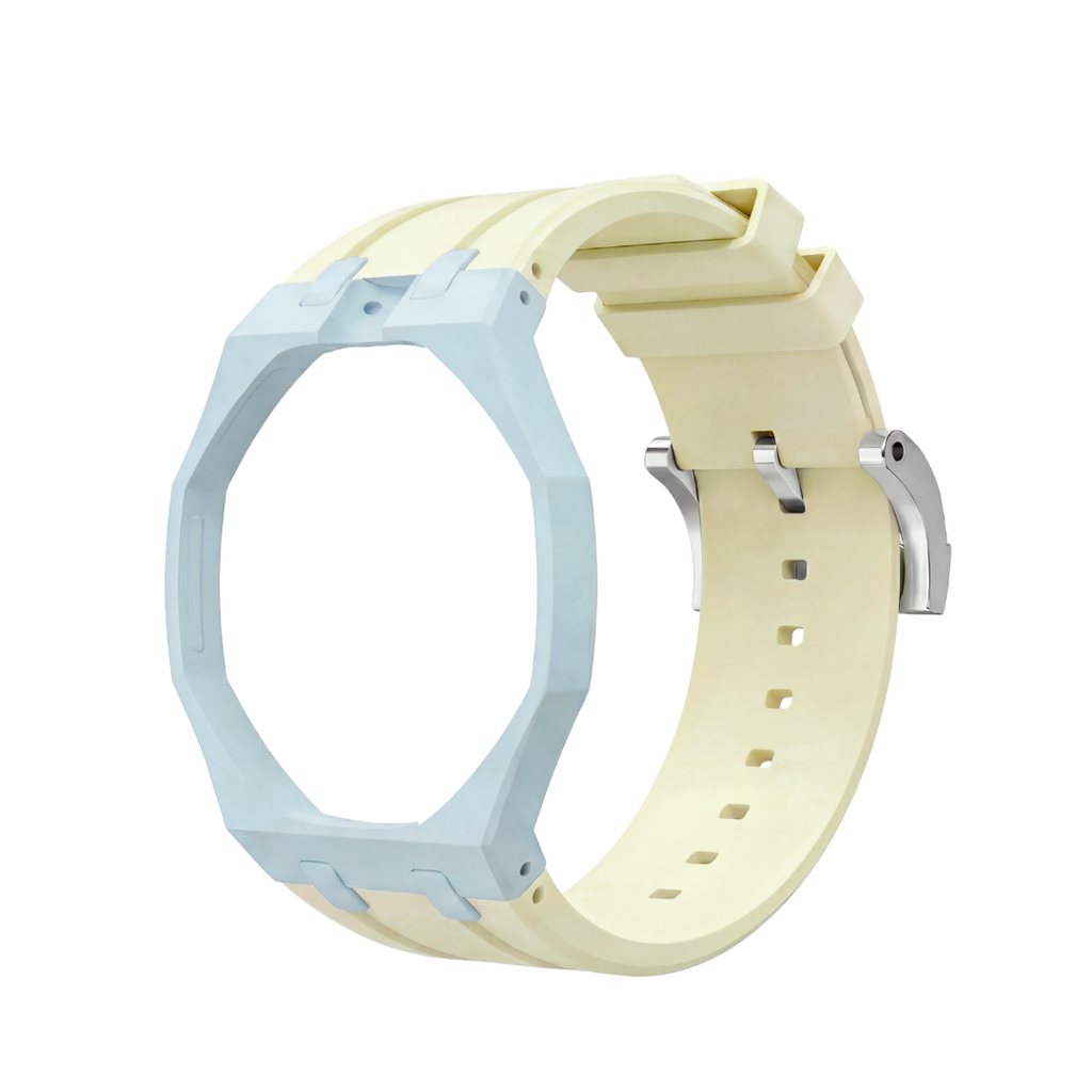 Ceramic Case + Silicone Strap | 12:00 Crown | Blue Crème