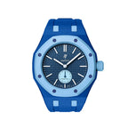Ceramic Case + Silicone Strap | 3:00 Crown | Double Blue