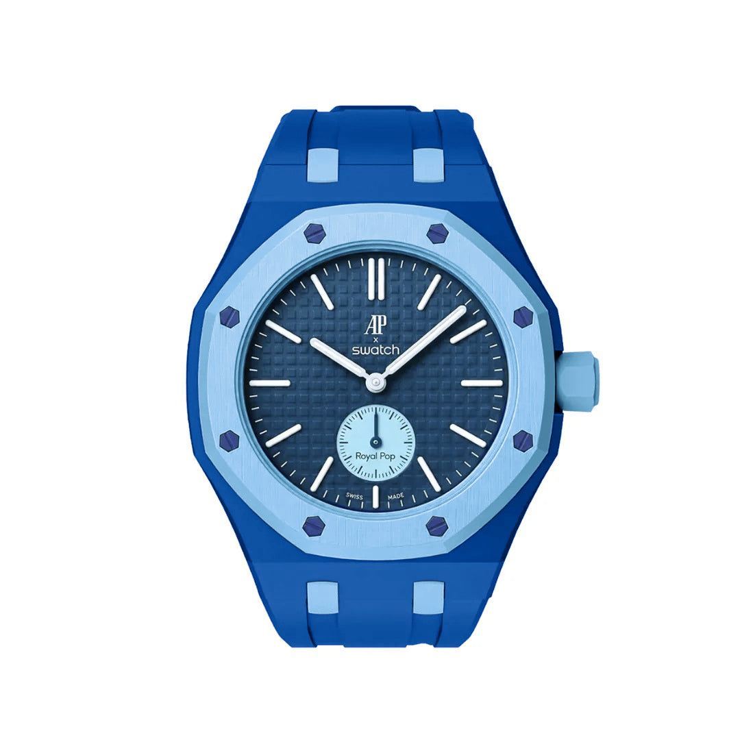Ceramic Case + Silicone Strap | 3:00 Crown | Double Blue