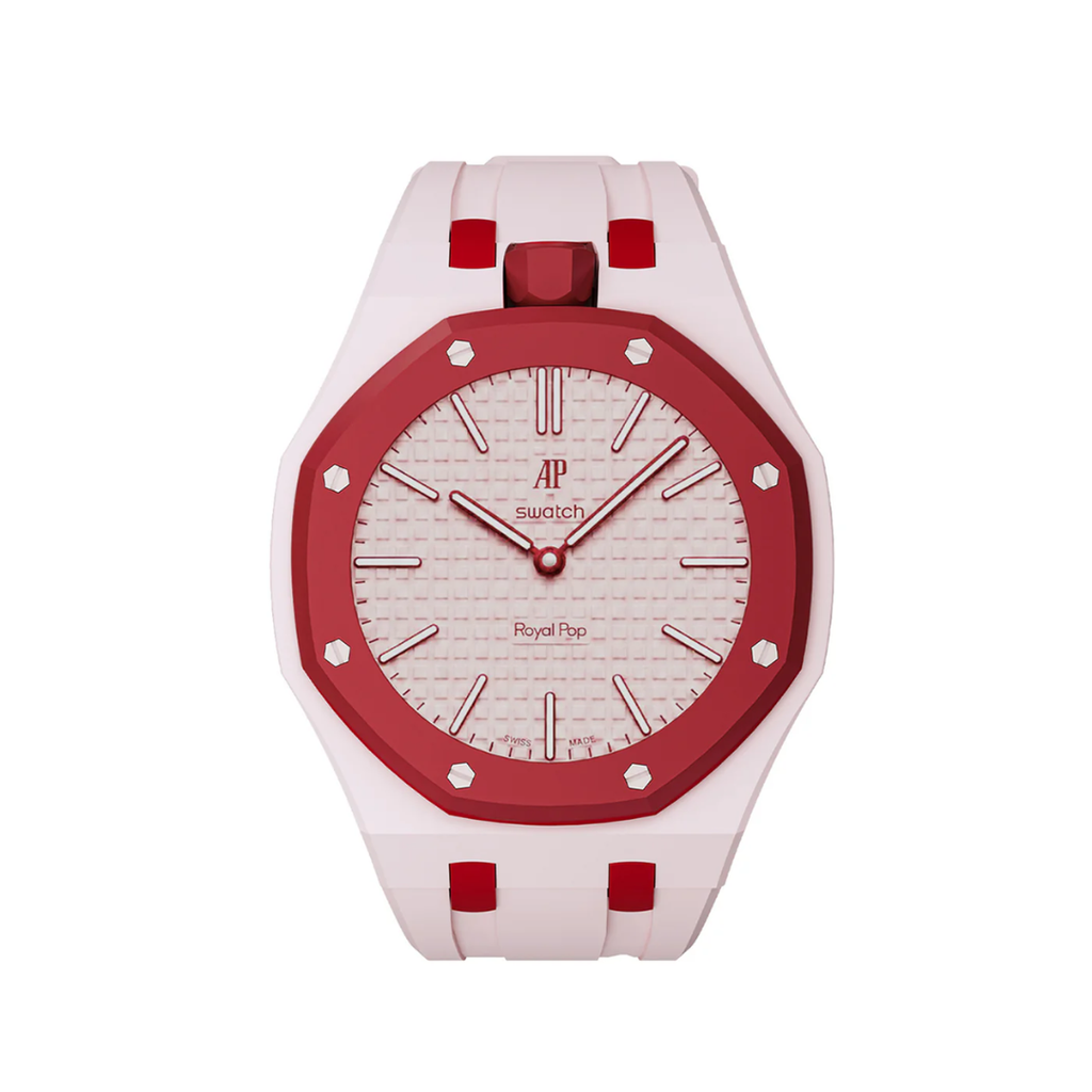 Ceramic Case + Silicone Strap | 12:00 Crown | Pink & Red