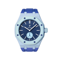 Ceramic Case + Silicone Strap | 3:00 Crown | Sky Blue & Denim Blue
