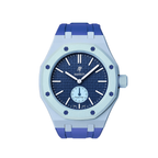 Ceramic Case + Silicone Strap | 3:00 Crown | Sky Blue & Denim Blue