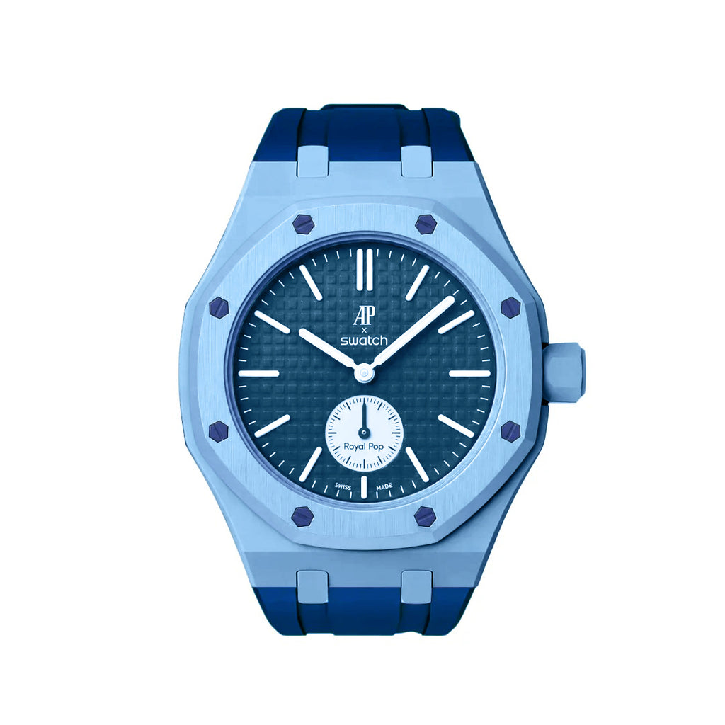 Ceramic Case + Silicone Strap | 3:00 Crown | Sky Blue & Denim Blue