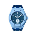 Ceramic Case + Silicone Strap | 3:00 Crown | Sky Blue & Denim Blue