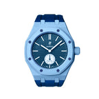 Ceramic Case + Silicone Strap | 3:00 Crown | Sky Blue & Denim Blue