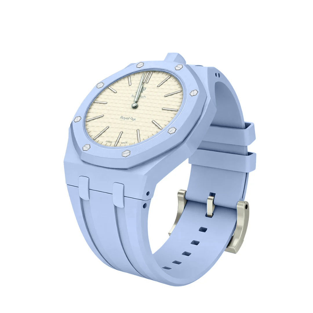 Ceramic Case + Silicone Strap | 12:00 Crown | Sky Blue