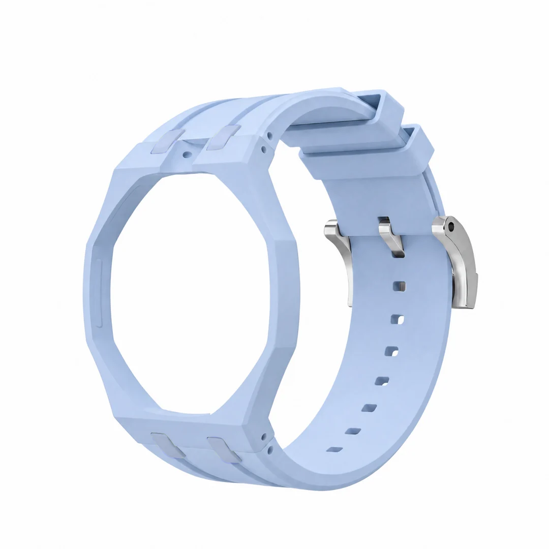 Ceramic Case + Silicone Strap | 12:00 Crown | Sky Blue