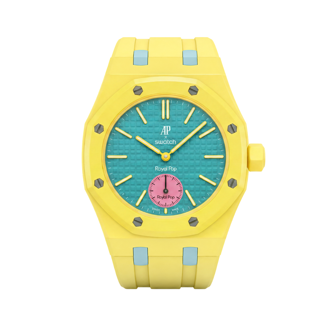 Ceramic Case + Silicone Strap | 3:00 Crown | Yellow & Blue