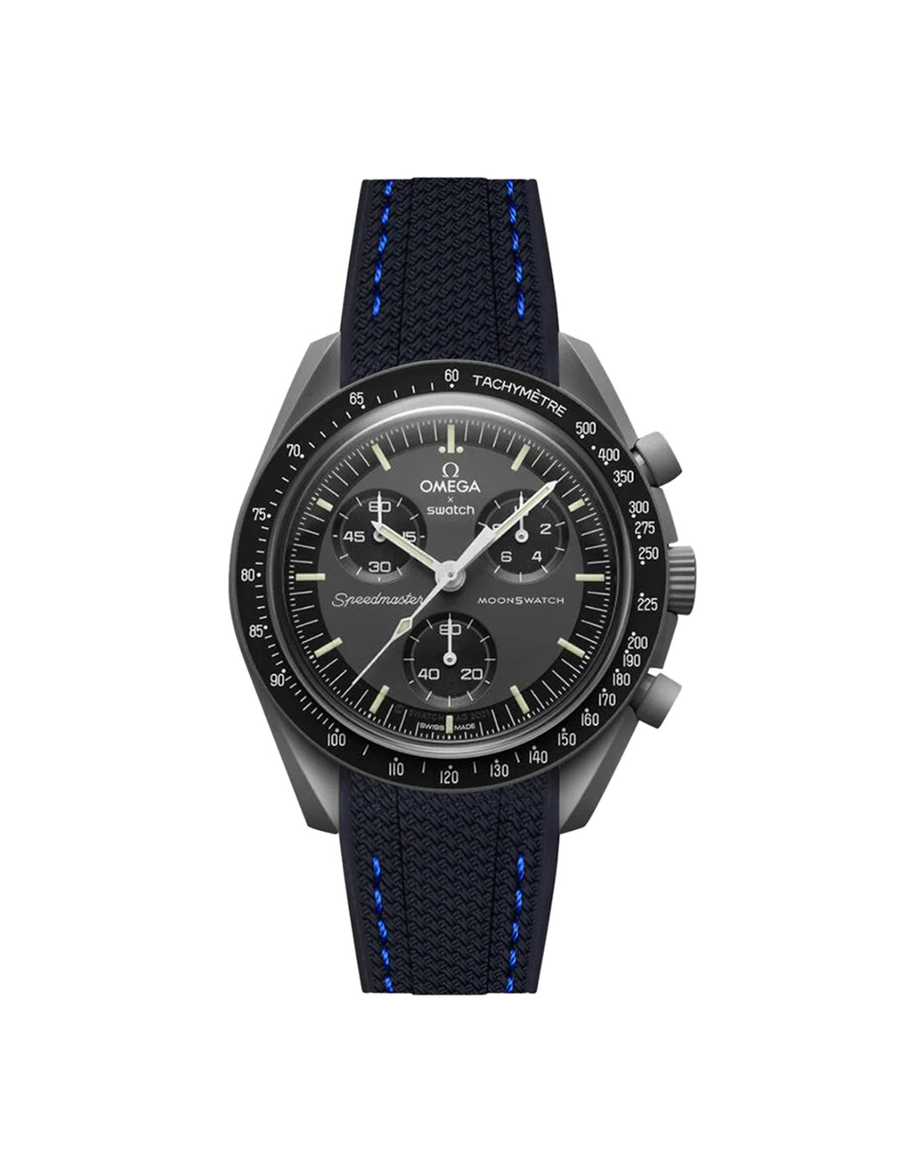 Moonswatch Vertech Rubber Strap | Black & Blue