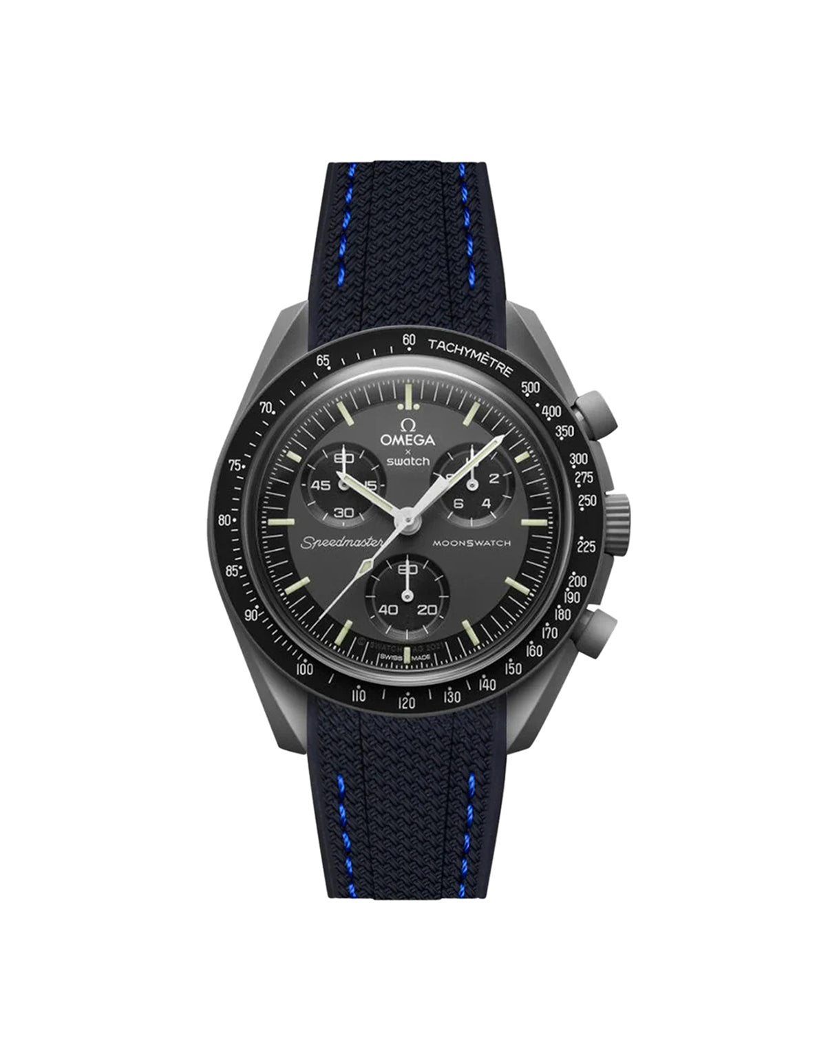 Moonswatch Vertech Rubber Strap | Black & Blue
