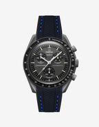 Moonswatch Curved Vertech Rubber Strap - Black & Blue