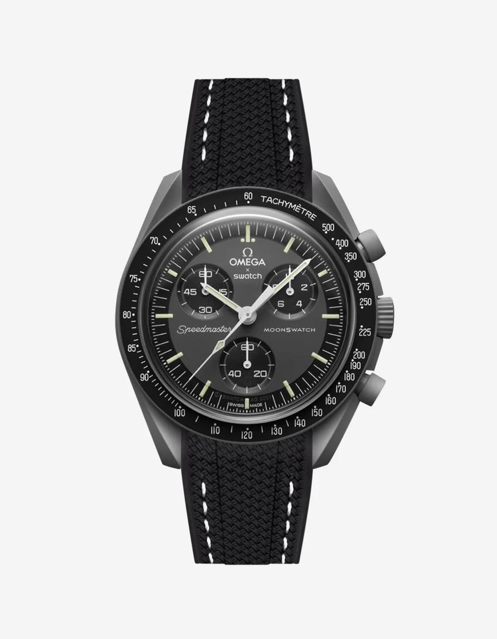 Moonswatch Curved Vertech Rubber Strap - Black & White
