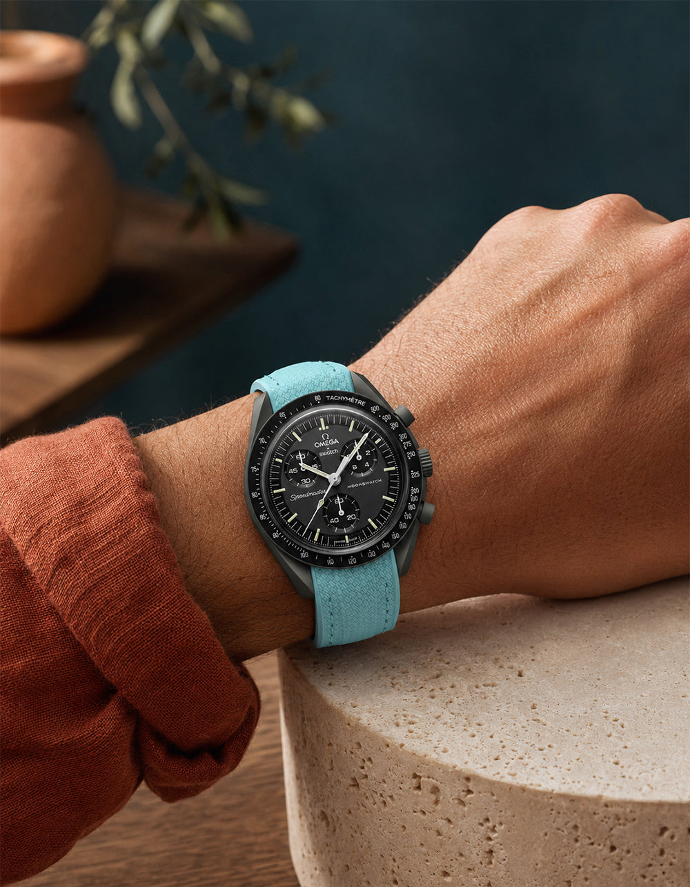 Moonswatch Vertech Rubber Strap | Turquoise