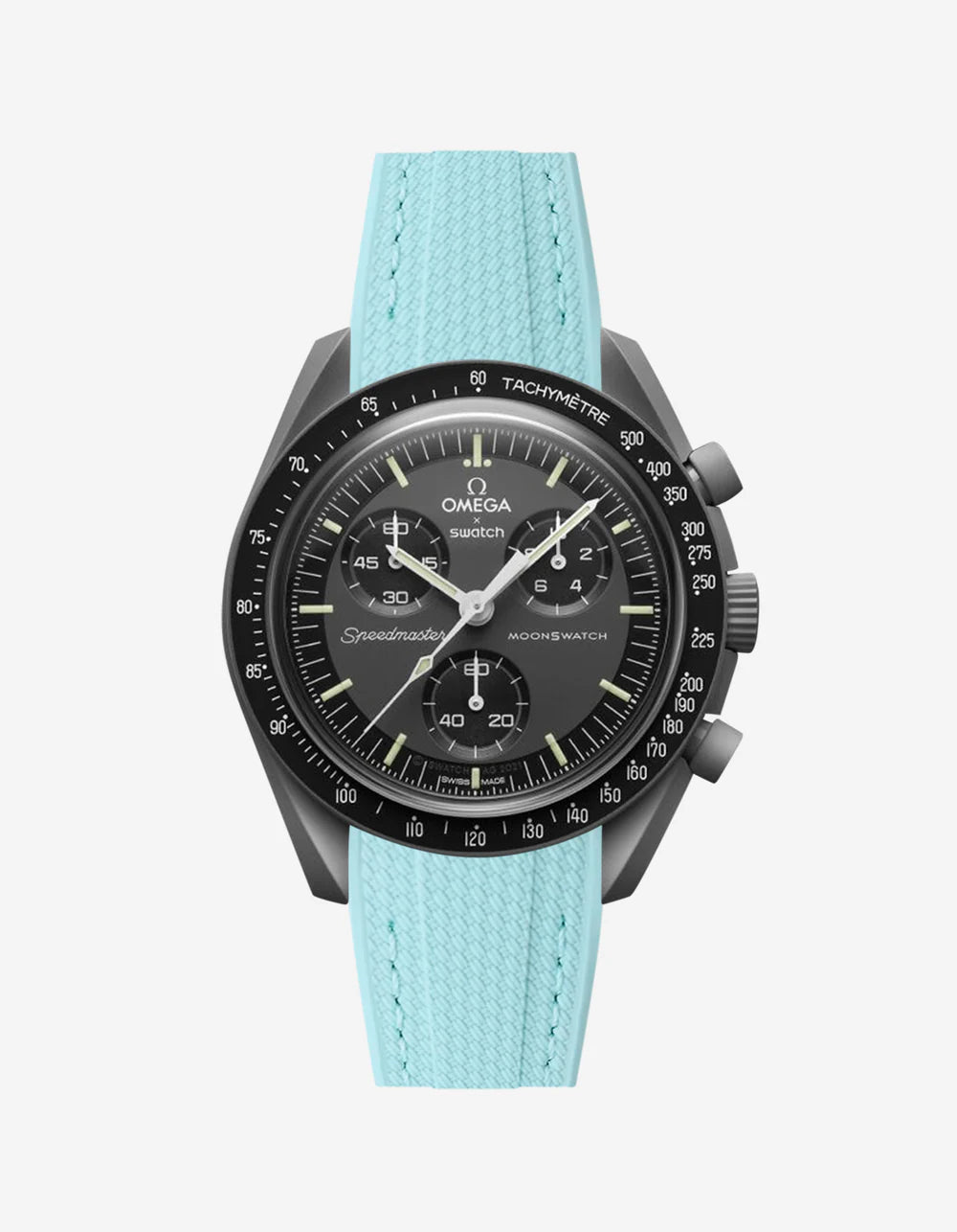 Moonswatch Curved Vertech Rubber Strap - Turquoise