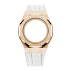 Stainless Steel Rose Gold Case & Rubber Strap | 3:00 Crown | White