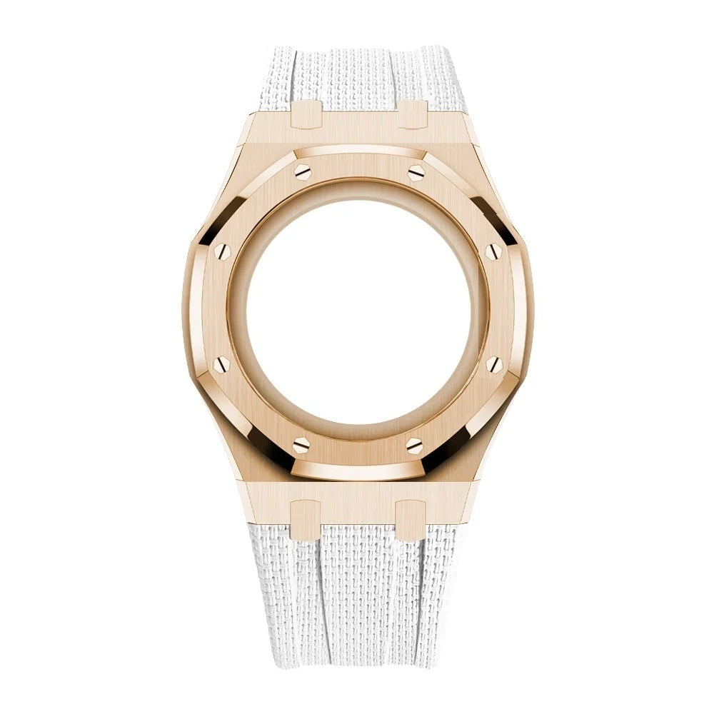 Stainless Steel Rose Gold Case & Rubber Strap | 3:00 Crown | White
